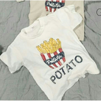 เสื้อยืดเด็กมันมัน-Potato-French-fries-สีขาว
