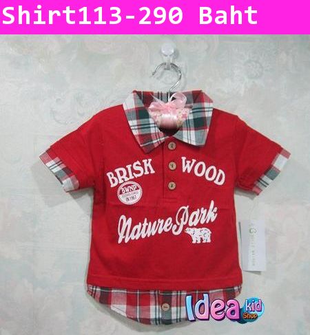 เสื้อยืดมีปก BRISK WOOD สีแดง