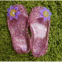 รองเท้ารังนก-ชุดเด็ก-สีชมพูติดดอกไม้