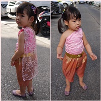 ชุดไทยเด็กสไบลูกไม้_โจงผ้าทอ-มินิการะเกด-สีชมพู