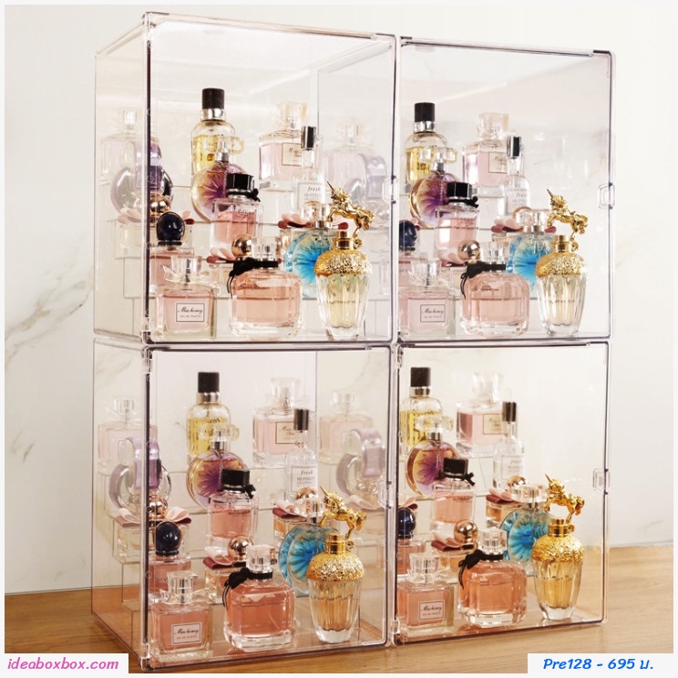 กล่องเก็บน้ำหอม ตู้โชว์ผลิตภัณฑ์ Perfume box display ชั้นวางแบบไล่ระดับ 3 ชั้น