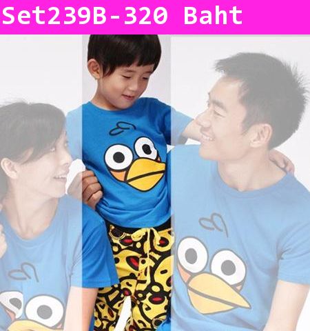 ชุดเสื้อกางเกง Blue Angry Bird 