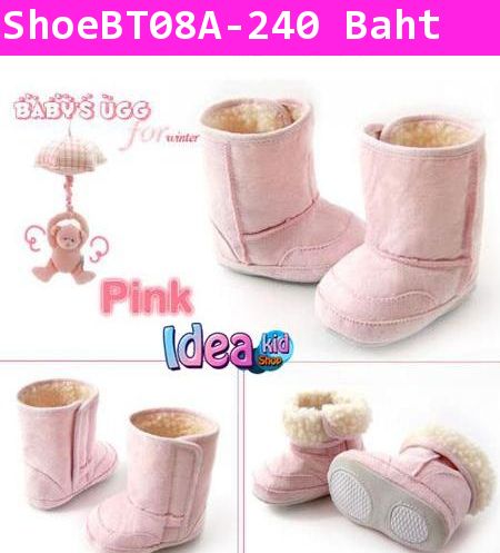 รองเท้าบูท Booties Baby สีชมพู