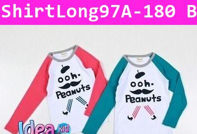 เสื้อยืดแขนยาว Oh Peanuts แขนสีแดง