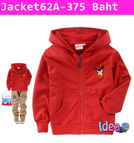 เสื้อแจ็คเก็ต Angry Bird สกรีนเดอะแก๊งส์สีแดง