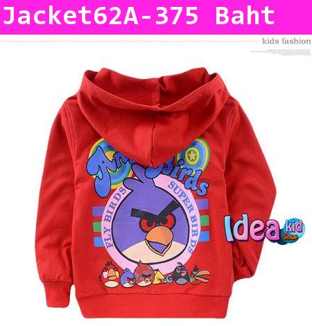 เสื้อแจ็คเก็ต Angry Bird สกรีนเดอะแก๊งส์สีแดง