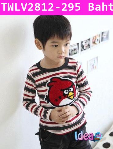 เสื้อแขนยาว Angry birds ลายทางไม่ตกยุค(ไต้หวัน)