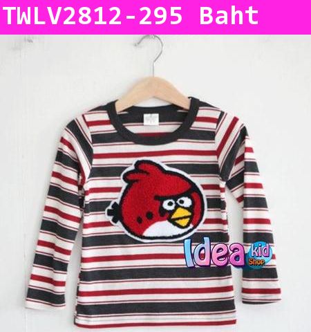 เสื้อแขนยาว Angry birds ลายทางไม่ตกยุค(ไต้หวัน)