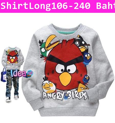 เสื้อกันหนาวแขนยาว Angry Birds ซู่ซ่า สีเทา