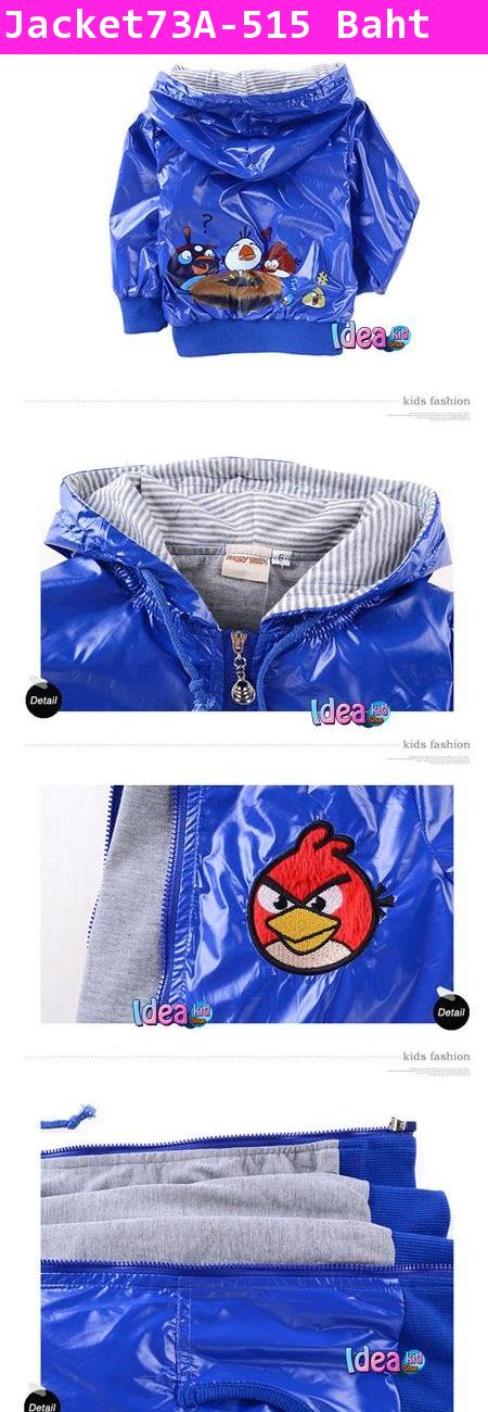 เสื้อแจ๊คเก็ต Angry Birds เงาวับ สีน้ำเงิน