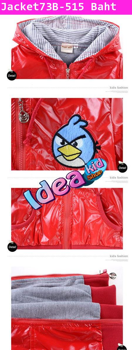 เสื้อแจ๊คเก็ต Angry Birds เงาวับ สีแดง