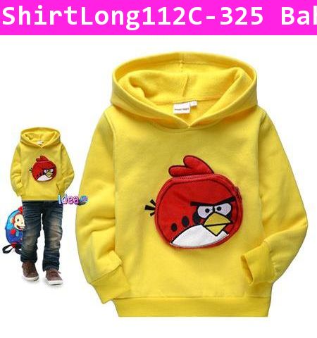 เสื้อกันหนาวแขนยาวกระเป๋าเจ้า Angry Bird สีเหลือง