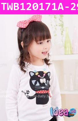 เสื้อแขนยาว black cat สีขาว (ไต้หวัน)