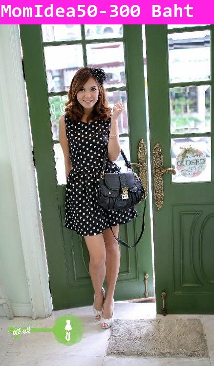 เดรส Black Dreamy dottie girl dress