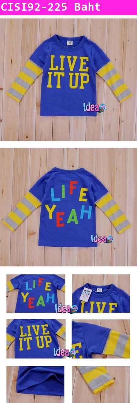 เสื้อแขนต่อสีน้ำเงิน Live it up