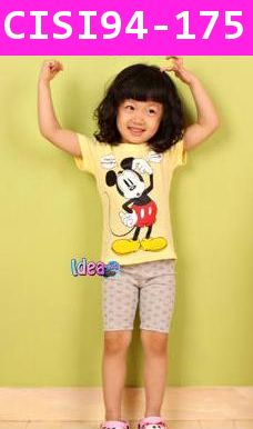 เสื้อยืด Mickey ติ๊กต๊อก สีเหลือง