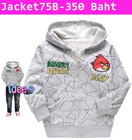 เสื้อแจ็คเก็ต Angry Bird พีระมิด สีเทา