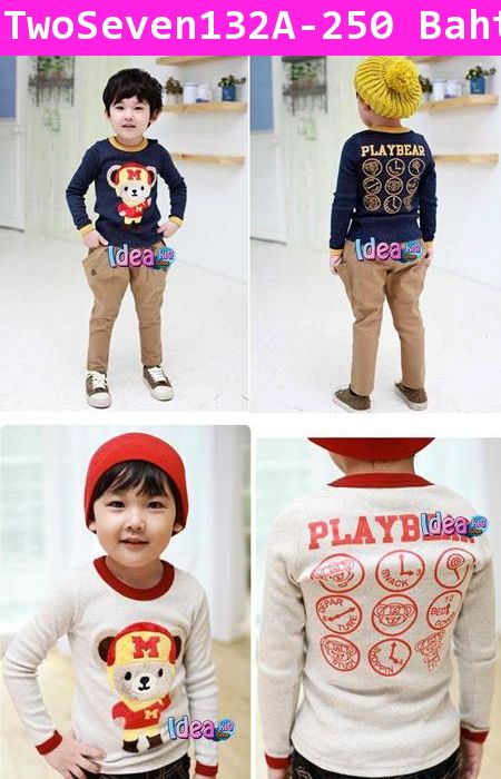 เสื้อแขนยาว Play Bear สีขาว