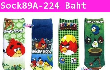 ถุงเท้าสั้น Angry Birds สไตล์ A (แพค 4 คู่)