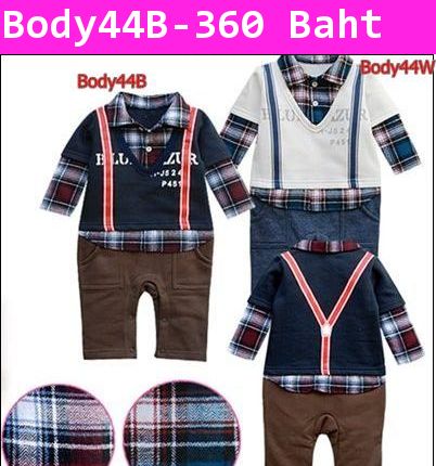 Bodysuit Costume ลายสก๊อต สกรีนลายเอี้ยม เสื้อดำ