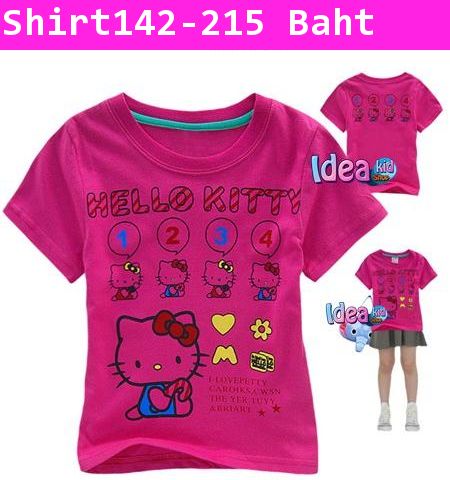 เสื้อยืดแขนสั้น Hello Kitty 1 2 3 4 สีชมพู