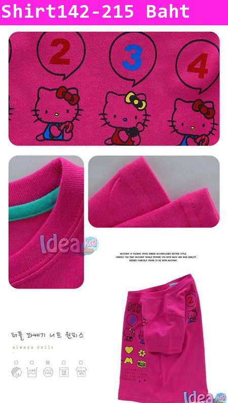 เสื้อยืดแขนสั้น Hello Kitty 1 2 3 4 สีชมพู