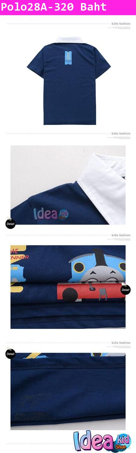 เสื้อยืดคอปก Thomas and Friend สีกรม