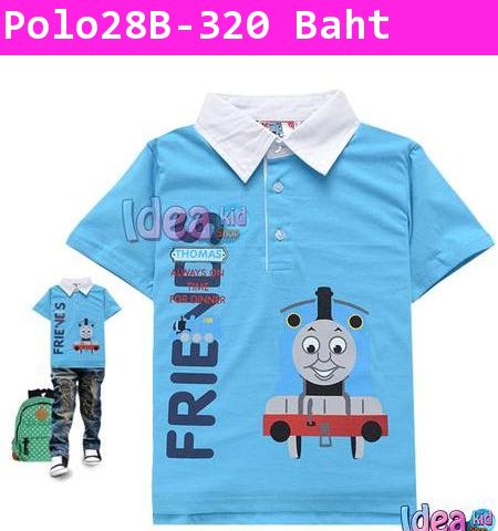 เสื้อยืดคอปก Thomas and Friend สีฟ้า