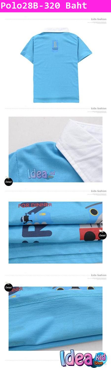 เสื้อยืดคอปก Thomas and Friend สีฟ้า