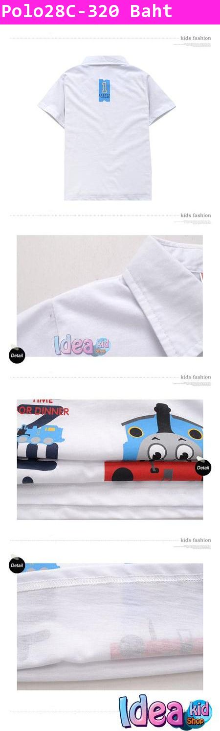 เสื้อยืดคอปก Thomas and Friend สีขาว