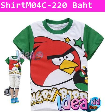 เสื้อยืด Angry Birds ขี้หงุดหงิดสีเขียว