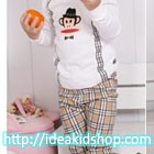 ชุดเสื้อกางเกง-Paul-Frank-หมวกดำ-สก๊อตสีกาแฟ