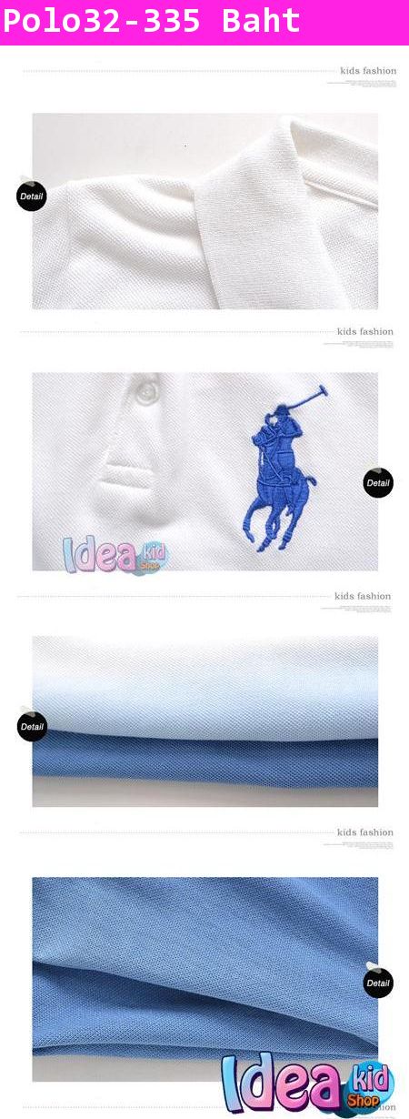 เสื้อโปโล Ralph Lauren ทูโทนฟ้าขาว