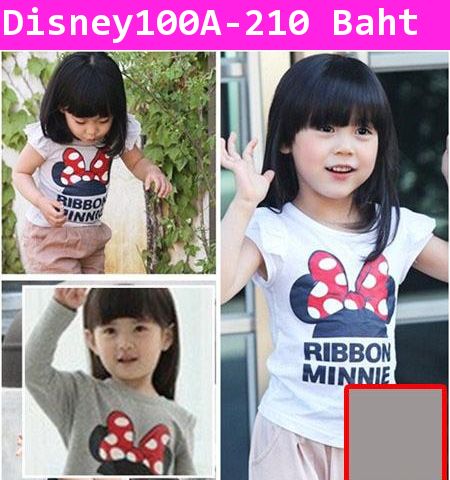 เสื้อยืดแขนสั้น RIBBIN MINNIE สีเทา