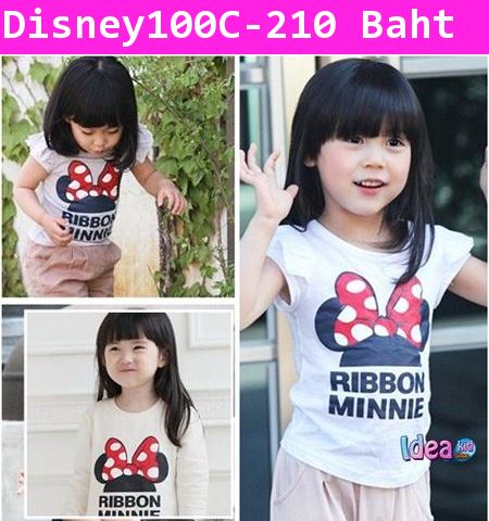 เสื้อยืดแขนสั้น RIBBIN MINNIE สีขาว