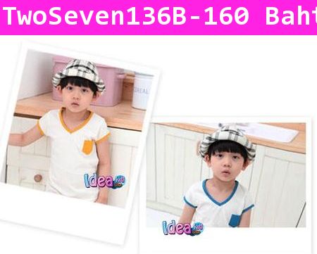 เสื้อยืดคอวี Two&Seven กระเป๋าฟ้า