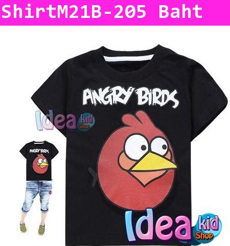 เสื้อยืด Angry Birds ตาโต สีดำ