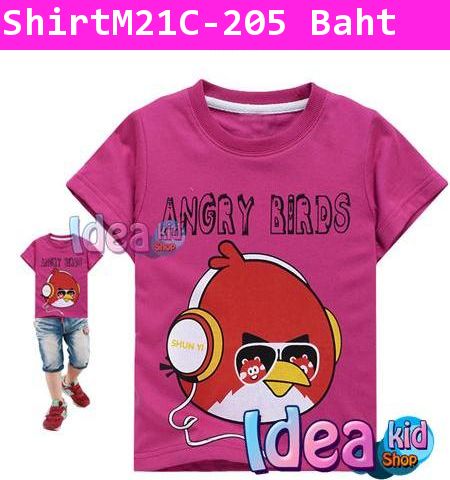 เสื้อยืด Angry Birds Love Music สีชมพูเข้ม