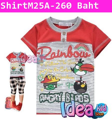 เสื้อยืด Angry Birds Rainbow สีแดง