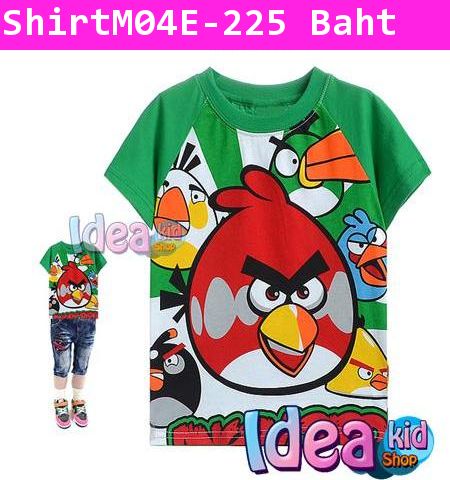 เสื้อยืด Angry Birds Stop The Madness! สีเขียว