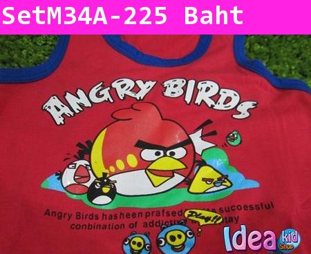 ชุดเสื้อกล้ามกางเกงขาสั้น Angry Birds สีแดง