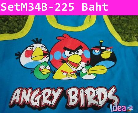 ชุดเสื้อกล้ามกางเกงขาสั้น Angry Birds สีฟ้า