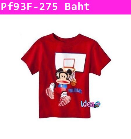 เสื้อยืดแขนสั้น Paul Frank Slam Dunk สีแดง