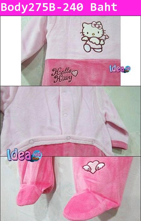 ชุดบอดี้สูท Hello Kitty นุ่มนิ่ม สีชมพูอ่อน