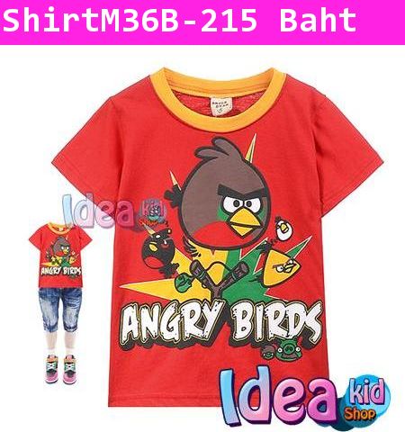 เสื้อยืดแขนสั้น Angry Birds ทิ้งบอม สีแดง