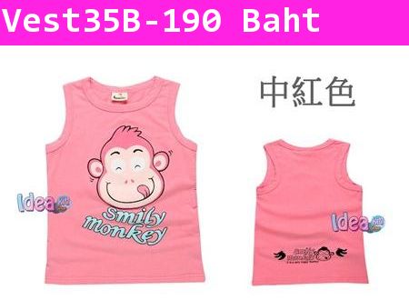 เสื้อกล้าม Smily Monkey สีชมพู