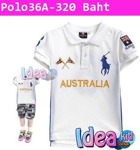 เสื้อโปโลแขนสั้น ทีมชาติ AUSTRALIA สีขาว