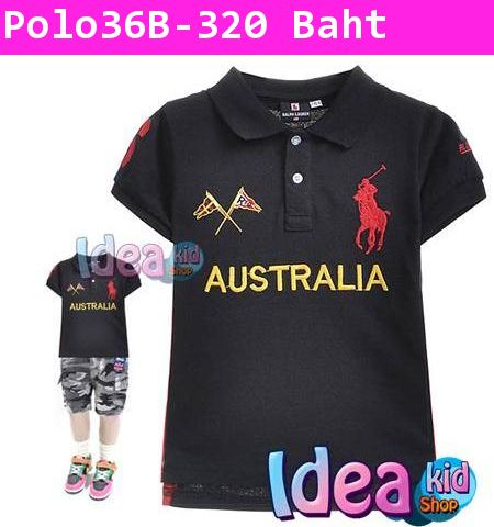 เสื้อโปโลแขนสั้น ทีมชาติ AUSTRALIA สีดำ