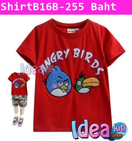 เสื้อยืดแขนสั้น Angry Birds กรีดตา สีแดง