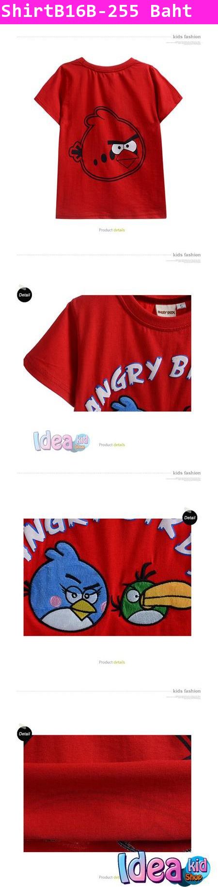 เสื้อยืดแขนสั้น Angry Birds กรีดตา สีแดง